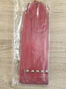 Eleganckie ciemno-czerwone damskie rękawiczki M/L