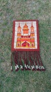 Ozdobny wełniany dywanik PRL – gobelin ścienny 55x44 cm + frędzle