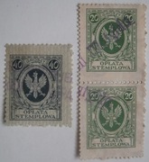 Opłata stemplowa mała 1924-1927 r 2x20 gr, 1x40 gr