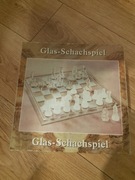 stare niemieckie szachy szklane – elegancki zestaw „Glas-Schachspiel”