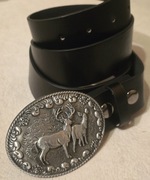 Skórzany pasek myśliwski do garnituru, munduru myśliwego, JELENIE Chmara.