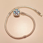 Bransoletka typu Pandora z koniczynką 20cm  srebro
