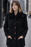 LAMERS płaszcz damski wełniany czarny zimowy klasyczny elegancki
