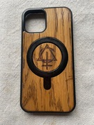 Etui na Apple iPhone 12 z drewnianym wykończeniem i logo Behemoth 'CONTRA'