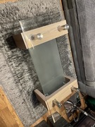 Stolik kawowy szklany, dąb sonoma