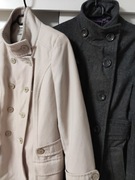 Płaszcz dwie sztuki szary beżowy kremowy M 38 wełniany klasyczny 