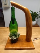 Ręcznie robiona eko lampa z drewna i butelki, Recycling Upcycling