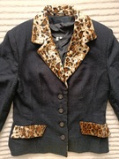 Żakiet kurtka marynarka lampart czarna 42 