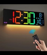 Duży zegar ścienny LED – cyfrowy elektroniczny z temperaturą, stoper