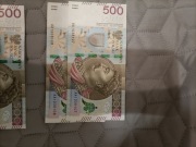 Banknoty 500 zł. Seria AA. Stan idealny, bankowy.