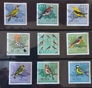 !!! POLSKA  PTAKI LEŚNE 9szt... KOMPLETNA _SERIA...KASOWANE*!!!