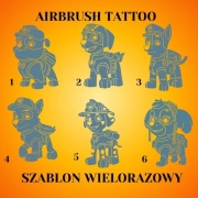 Zestaw szablonów do tatuaży Airbrush,facepainting,wielorazowy Psi Patrol