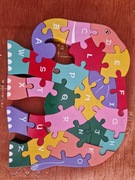 Drewniane puzzle ze Sri Lanki- słoń 26 elementów