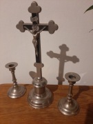 Tradycyjny zestaw kolędowy - stary - krzyż  2 x świecznik 