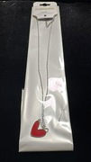 Łańcuszek srebrny z czerwonym sercem. Stainless Steel