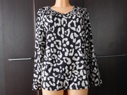 Śliczna czarna bluzka w panterkę długi rękaw 46/48