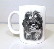 Piękny biały kubek z nadrukiem do kawy herbaty piesek ShihTzu