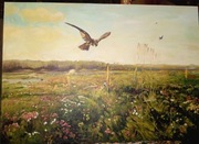 Kopia obrazu Józefa Chełmońskiego "Pogoda - jastrząb" 