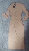 Nowa sukienka SHEIN SXY beżowa maxi bodycon z zamkiem M/L