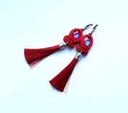 Kolczyki sutasz Bordowe z chwostem