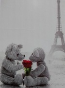 Haft diamentowy 30x40 misie z różą obraz na ramie