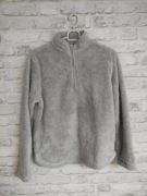 Sweter włochaty ciepły bluza H&M XS 34 szary popielaty gruby futerkowy