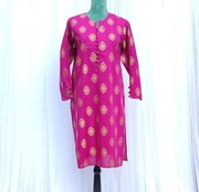Tunika różowa złota S 36 orientalna indyjska etno boho kurta kameez sari