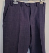 eleganckie spodnie z kantem granatowe w kratkę Marks & Spencer XL