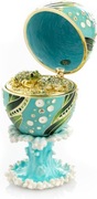 Turkusowe Jajko Żabki puzderko Keren Kopal Faberge UNIKAT Walentynki