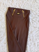 Eleganckie spodnie leginsy czekoladowe XL