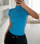 Bluzka niebieska biała czarna pół golf półgolf elastyczna seksowna 36