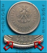 50 GROSZY 2019 MONETA [nr 151] DESTRUKT - NADLEWKA NA DACIE