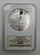 Polska 200 000 zł 1992 – 500-lecie odkrycia Ameryki (grading PR69)