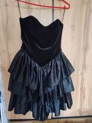 sukienka z falbanami na dole lata 80 gorset VINTAGE retro 36 S UNIKAT