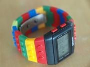 Zegarek klocki LEGO elektroniczny dzieci ramka czarna czerwone przyciski