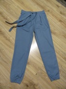 RITA KOSS niebieskie spodnie z paskiem lniane 65% len jak nowe_ S