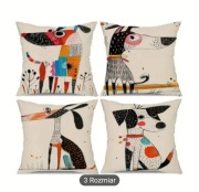 Poszewka na poduszkę, nowoczesne, geometryczne pieski, 40x40cm, 4szt.