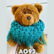 Szal szalik komin ciepły turkusowy ze złotą nitką A092