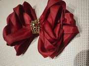 Bordowe spinki kokardy handmade