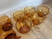 Szklanki filiżanki bursztynowe PRL vintage