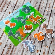 Zwierzęta leśne. Układanka na rzepy Montessori. Zabawka edukacyjna. 