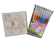 Puzzle drewniane, do zdobienia, zestaw+ pisaki, Mikołajki, prezent