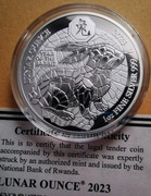 Lunar Rabbit Rwanda 1 oz Ag 2023 PROOF