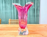 Wazon artystyczny ręcznie dmuchany, unikatowy design czeskie szkło