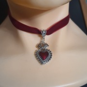 Choker serce czerwone czerwona aksamitka serduszko Lolita alternative goth