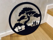 25 cm okrągła baza czarna drzewo rodzina mech chrobotek super jakość