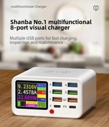 Wielofunkcyjna 8-portowa bezprzewodowa ładowarka USB z wyświetlaczem