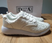 Sneakersy, koronkowe, ecru, Donna Girl London, rozmiar 37 NOWE