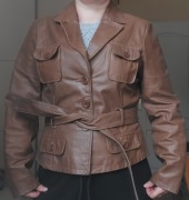 New Look skórzana kurtka brązowa ramoneska skóra naturalna brąz L XL 42 30