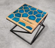 Designerski Stolik 60x60 Dąb z żywicą